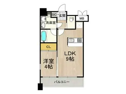 プレジオ緑地公園(1LDK/8階)の間取り写真