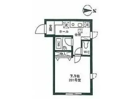 コーポ浅川(1K/2階)の間取り写真