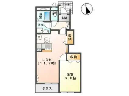 エアリアル(1LDK/1階)の間取り写真