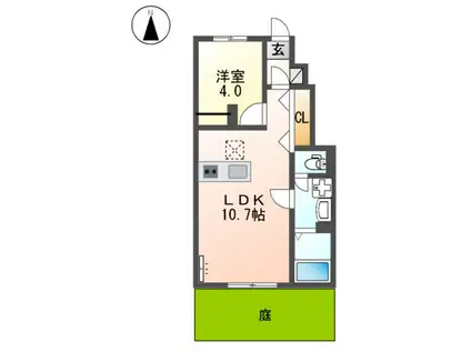 西田中アパート令和8年8月末入居可能予定(1LDK/1階)の間取り写真