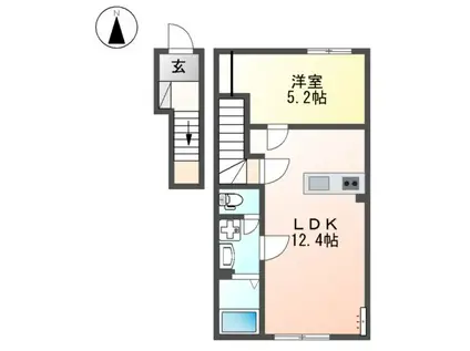 西田中アパート令和8年8月末入居可能予定(1LDK/2階)の間取り写真