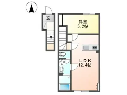 西田中アパート令和8年8月末入居可能予定(1LDK/2階)の間取り写真