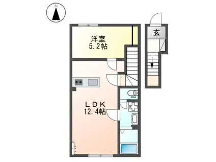 西田中アパート令和8年8月末入居可能予定(1LDK/2階)の間取り写真