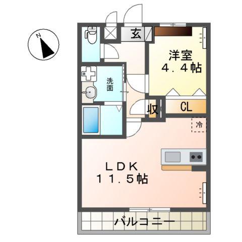 裾野市佐野アパート(1LDK/2階)の間取り写真