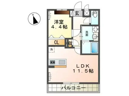 裾野市佐野アパート(1LDK/2階)の間取り写真