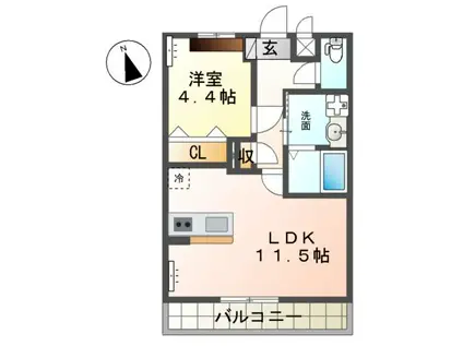 裾野市佐野アパート(1LDK/2階)の間取り写真