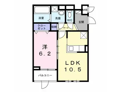 ロイヤルメゾン北巽 Ⅰ(1LDK/3階)の間取り写真
