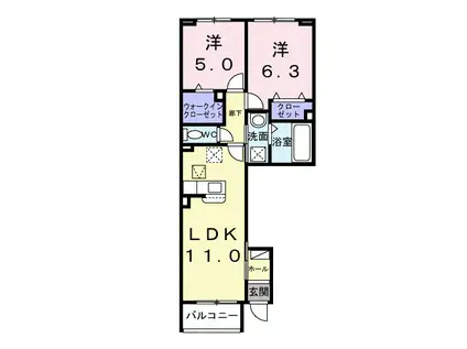 リヒト S(2LDK/1階)の間取り写真