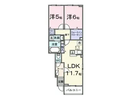 リヒト S(2LDK/1階)の間取り写真