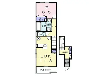 リヒト S(1LDK/2階)の間取り写真
