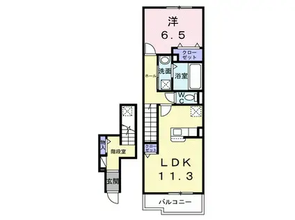 リヒト S(1LDK/2階)の間取り写真