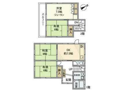 西武鉄道新宿線 南大塚駅 徒歩22分 2階建 築44年(4DK)の間取り写真