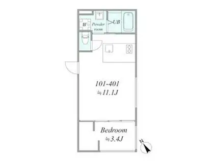 TRIAS547(1LDK/3階)の間取り写真