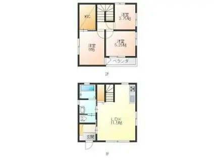 宇都宮芳賀ライト線 峰駅 徒歩11分 2階建 築13年(3LDK)の間取り写真