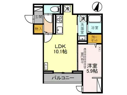 NOBLE RAFFINER 針ヶ谷(1LDK/2階)の間取り写真
