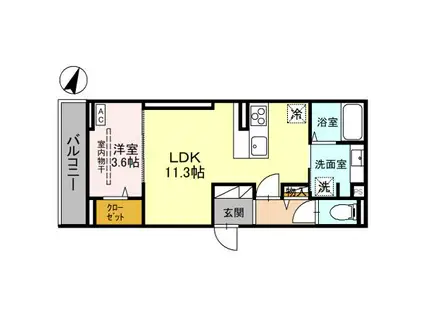 NOBLE RAFFINER 針ヶ谷(1LDK/3階)の間取り写真