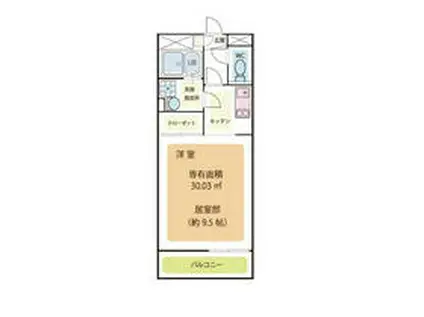 ヴィラ ミルティーユ川口(1K/3階)の間取り写真