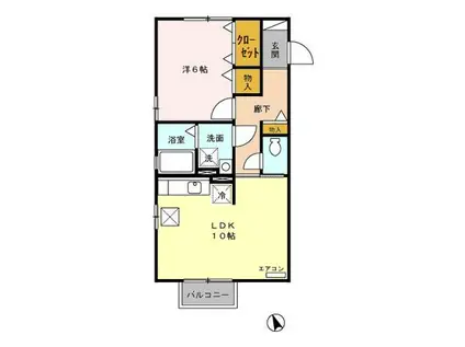 ソレイユ北島B(1LDK/1階)の間取り写真