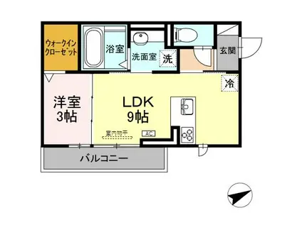 エスペランサS Ⅵ(1LDK/2階)の間取り写真