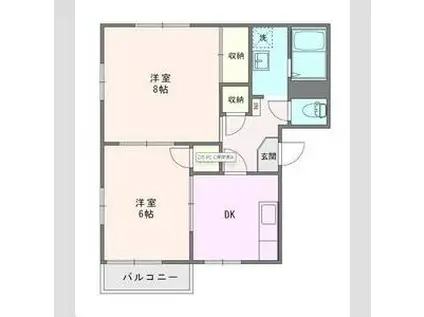 ハイムマロンA(2DK/1階)の間取り写真