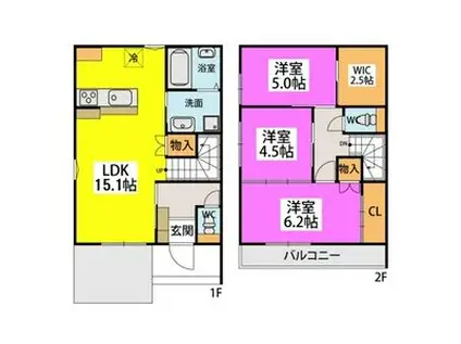 鹿児島本線 九産大前駅 徒歩19分 2階建 新築(3LDK)の間取り写真