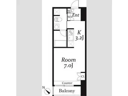 リブシス浦和(ワンルーム/2階)の間取り写真