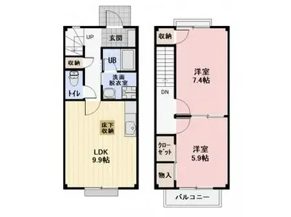 カンフォートMISSA(2LDK)の間取り写真