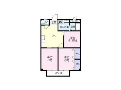 ときわのガーデンハイツB(3DK/2階)の間取り写真