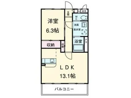 アルバクオーレA・B(1LDK/3階)の間取り写真