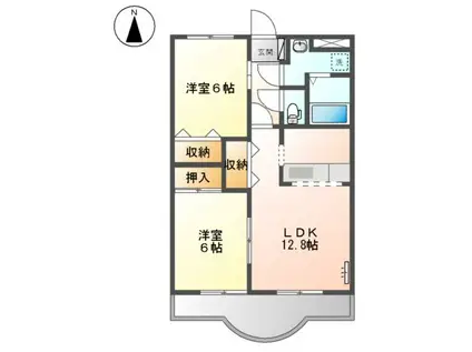 グランディール(2LDK/2階)の間取り写真