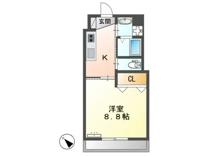 フェリーチェ(1K/2階)の間取り写真