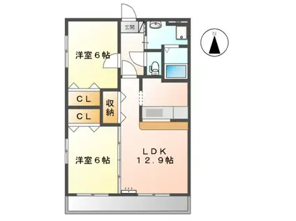 エクセレントN(2LDK/1階)の間取り写真