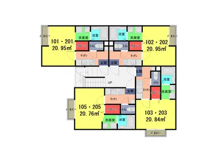 イーストヴィラ武里(1K/2階)の間取り写真