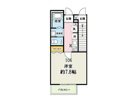 キャメル狭山市入間川(1K/1階)の間取り写真