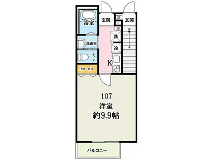 キャメル狭山市入間川(1K/1階)の間取り写真