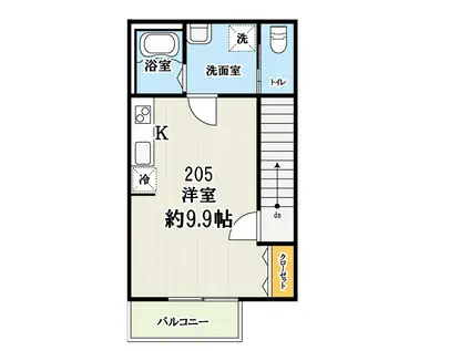 キャメル狭山市入間川(ワンルーム/2階)の間取り写真