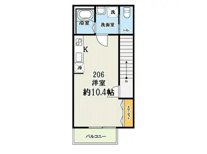 キャメル狭山市入間川(ワンルーム/2階)の間取り写真