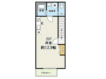 キャメル狭山市入間川(ワンルーム/2階)の間取り写真