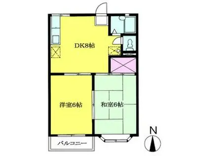 リバーサイドヴィレッジ(2DK/1階)の間取り写真