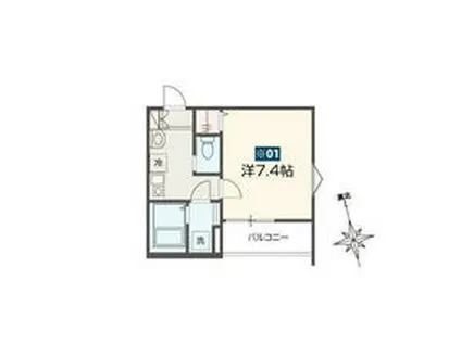 MELLAS柏Ⅱ(1K/3階)の間取り写真