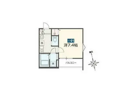 MELLAS柏Ⅱ(1K/2階)の間取り写真