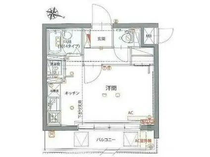 GENOVIA仲池上GREEN WALL(ワンルーム/3階)の間取り写真