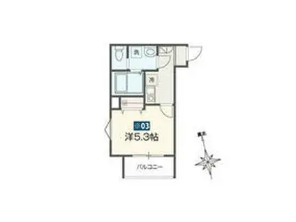 MELLAS柏Ⅱ(1K/3階)の間取り写真