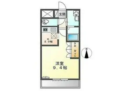 ベルクレストK(1K/2階)の間取り写真