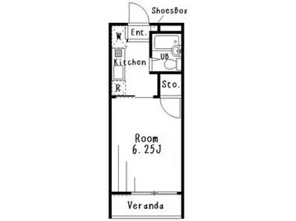 NYハイツⅡ(1K/1階)の間取り写真