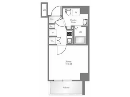 VALORE SPAZIO KIYOSUMI-SHIRAKA(1K/6階)の間取り写真