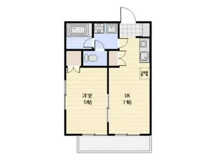 PERA六実(1DK/1階)の間取り写真