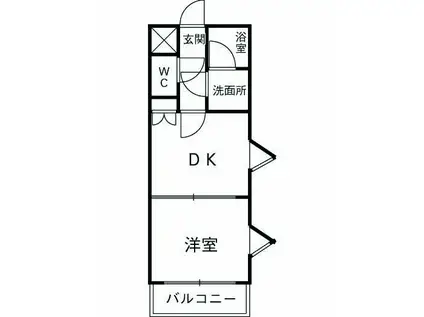 ライズ2(1DK/3階)の間取り写真