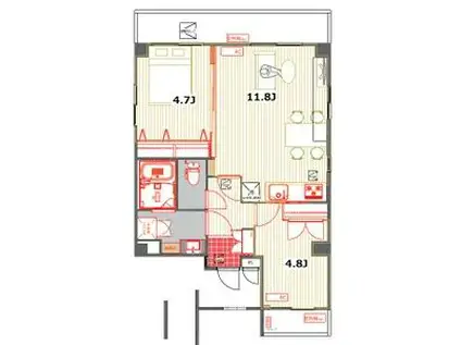 メゾンYMD(2LDK/9階)の間取り写真