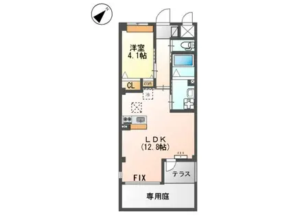 ラティール(1LDK/1階)の間取り写真